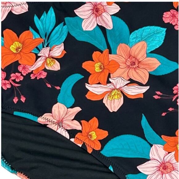 Cupshe Cynthia Floral High-Waisted Plus Size Bikini Bottom 1X NWT – Black Floral - Picture 4 of 12